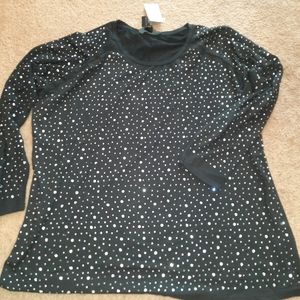 Ashley Stewart rhinestone long-sleeved tee